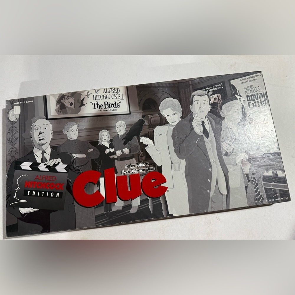 Clue Alfred Hitchcock Edition Board Game - Red, Black, Gray